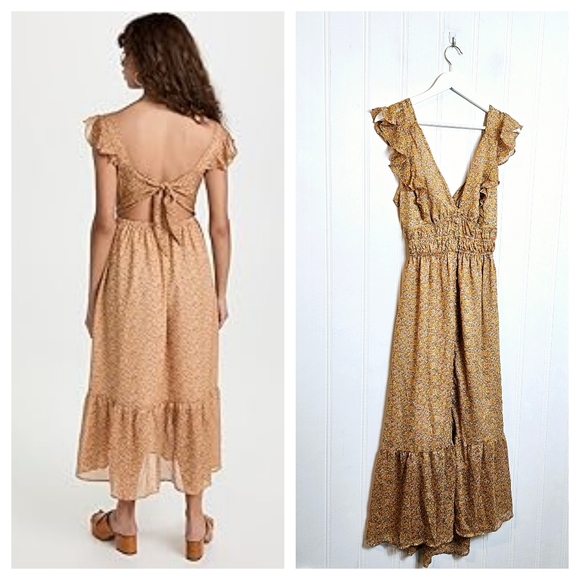 ASTR the Label Midi Dress Womens Size M Montreal Orange Multi Floral - Picture 1 of 16